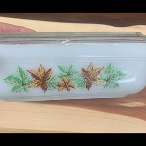 Fire king oven ware milk glass covered loaf pan